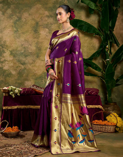 Purple Silk Woven Paithani Saree