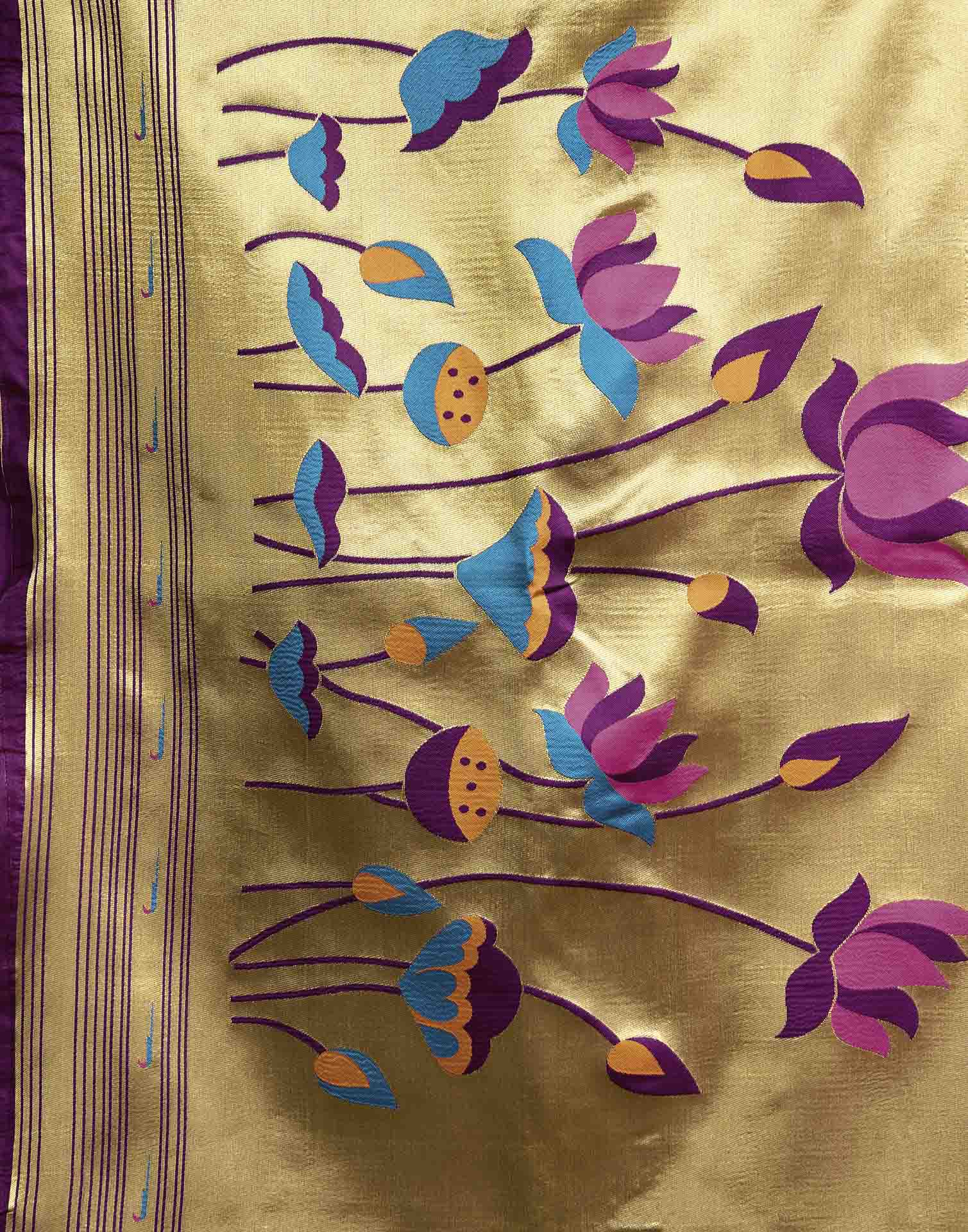 Purple Silk Woven Paithani Saree