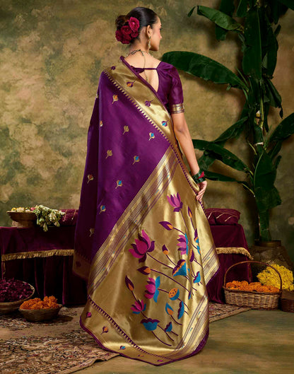 Purple Silk Woven Paithani Saree