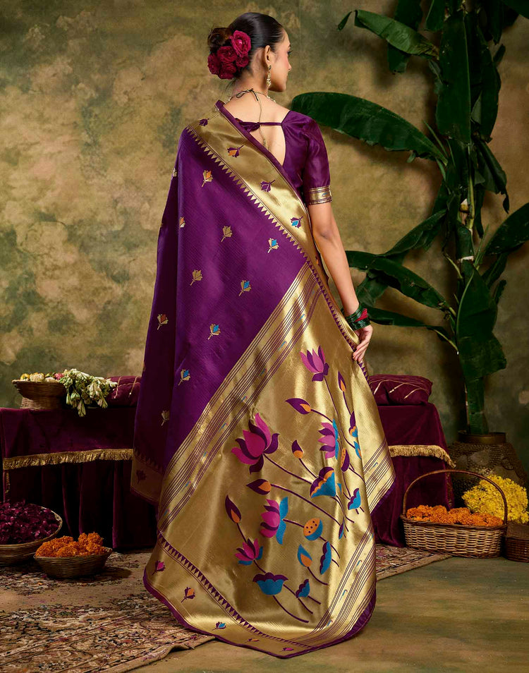 Purple Silk Woven Paithani Saree