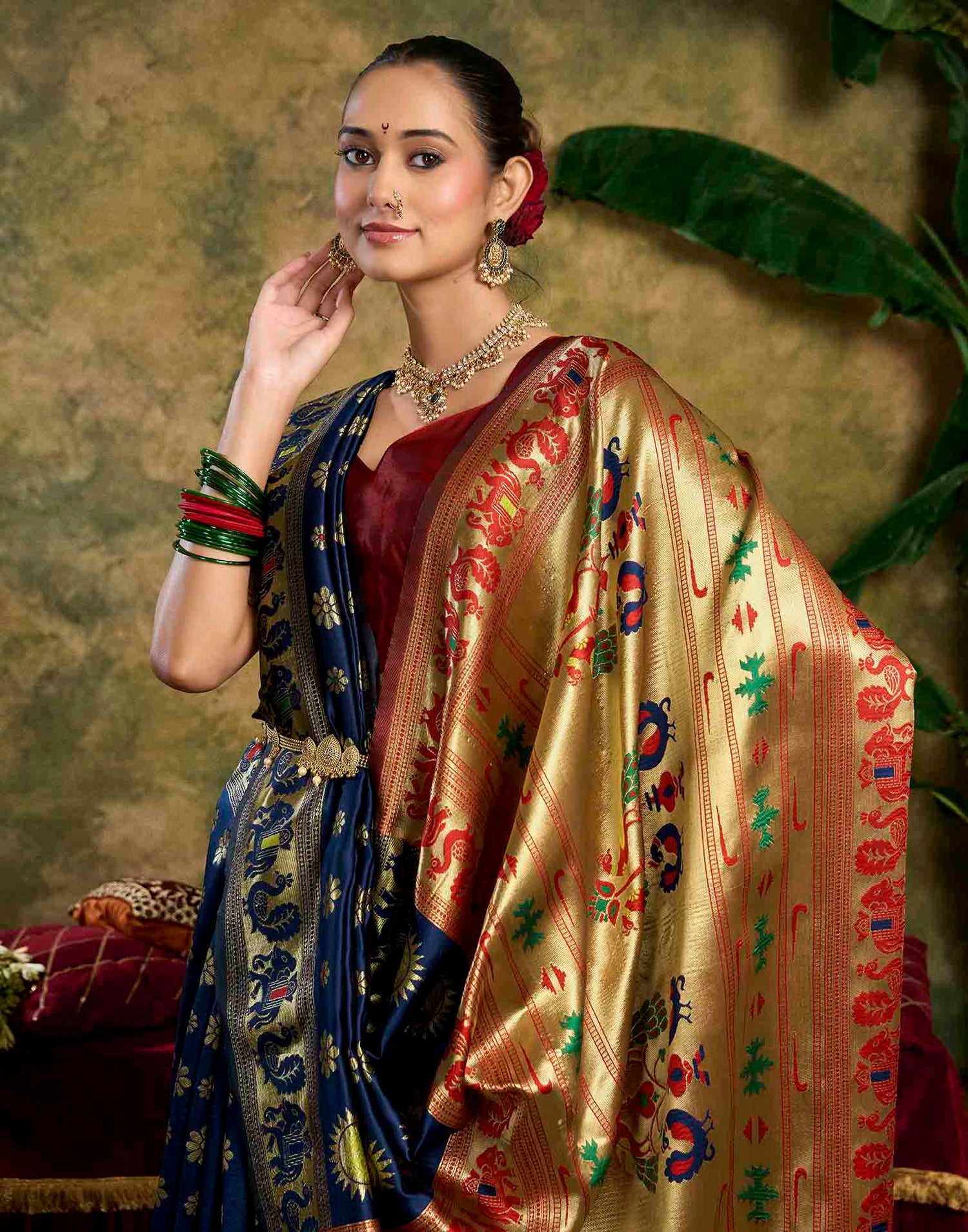 Royal Blue Silk Woven Paithani Saree