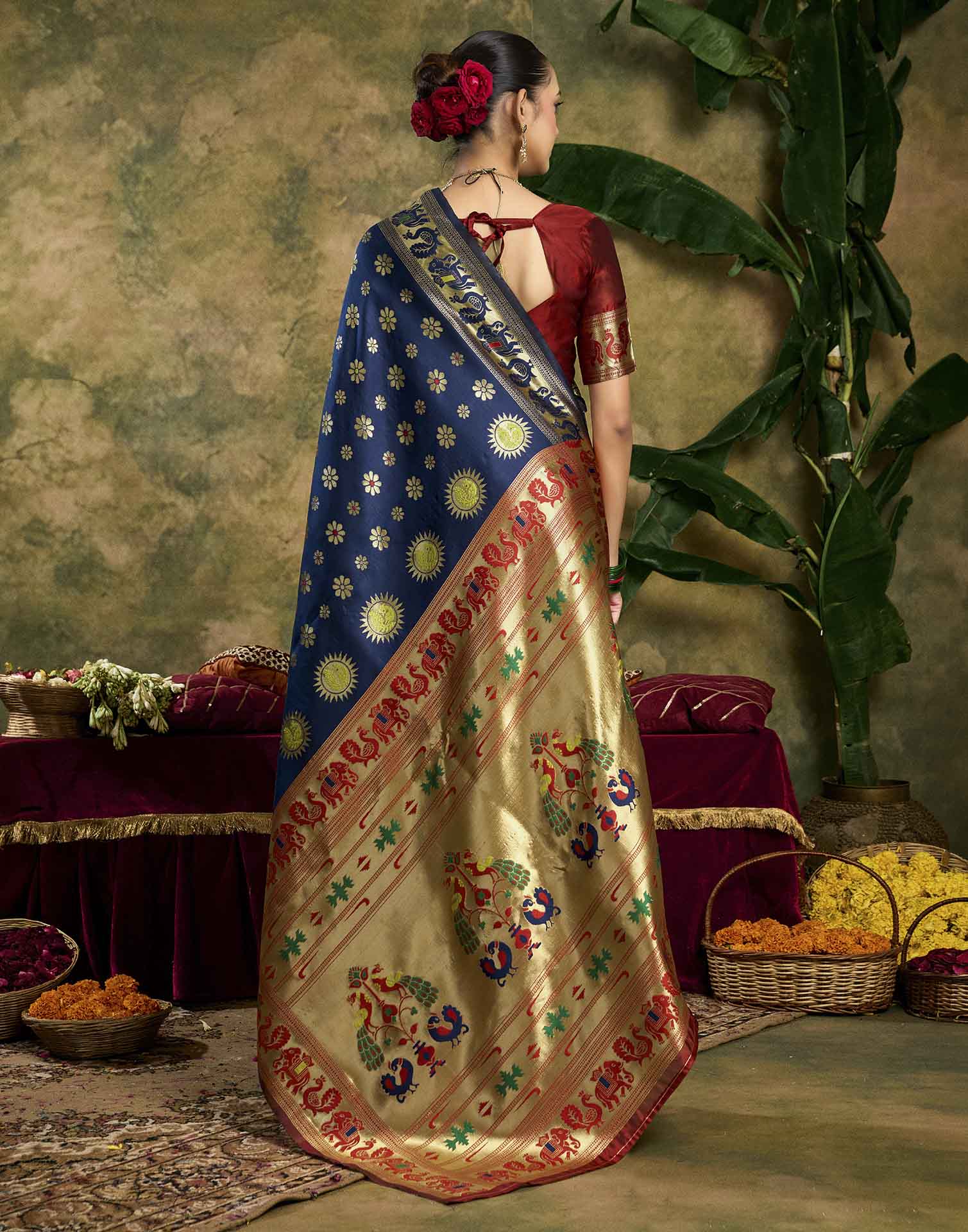 Royal Blue Silk Woven Paithani Saree