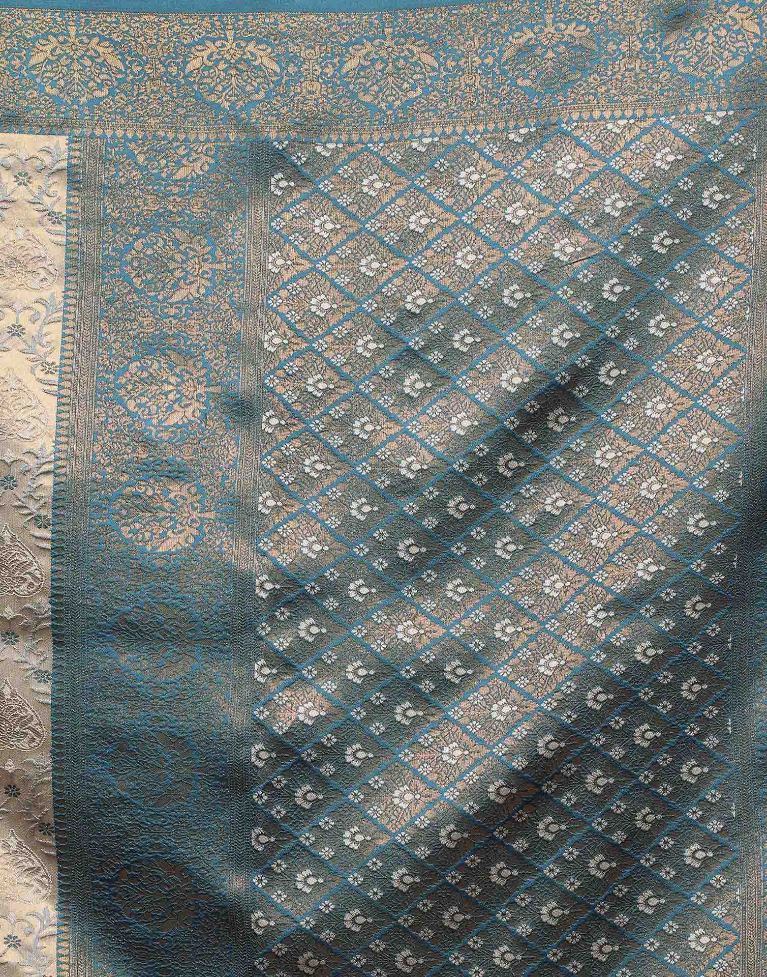 Peach Silk Woven Banarasi Saree