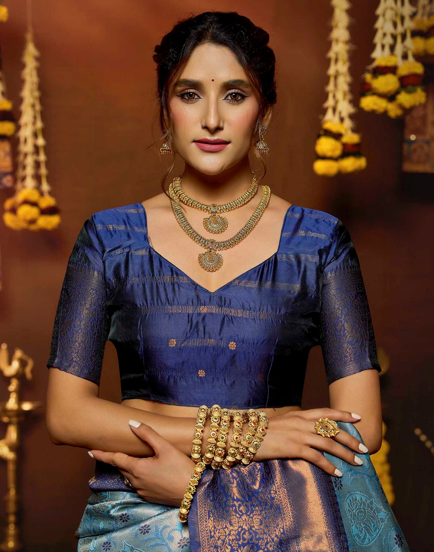 Blue Silk Woven Banarasi Saree