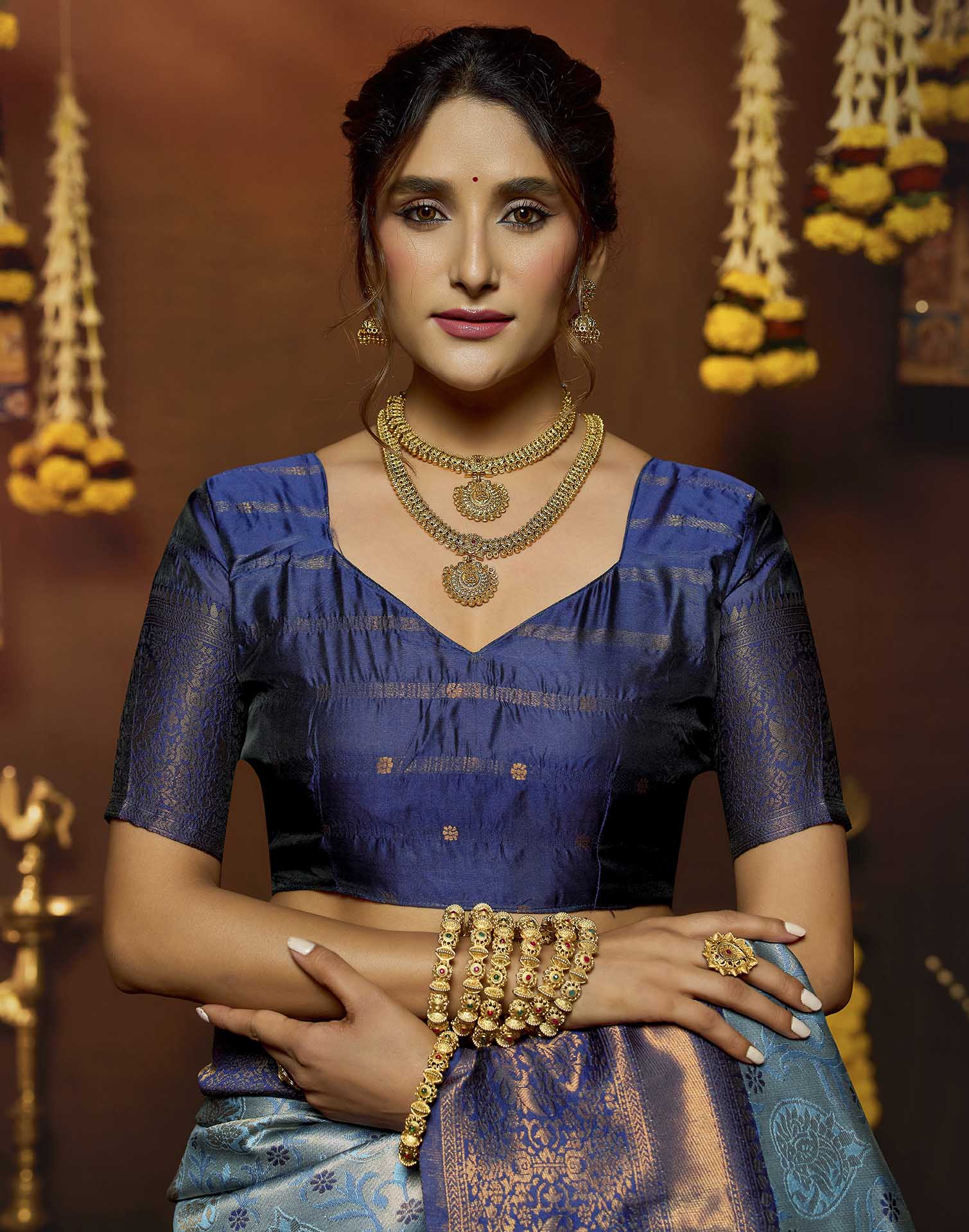 Blue Silk Woven Banarasi Saree
