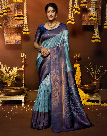 Blue Silk Woven Banarasi Saree