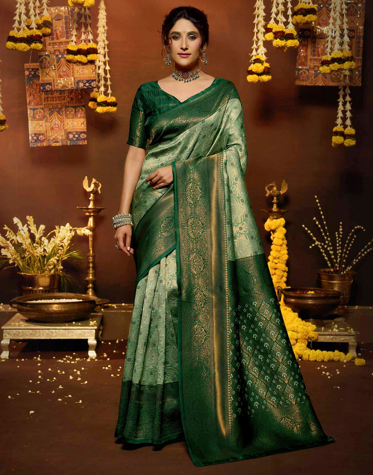Light Green Silk Woven Banarasi Saree