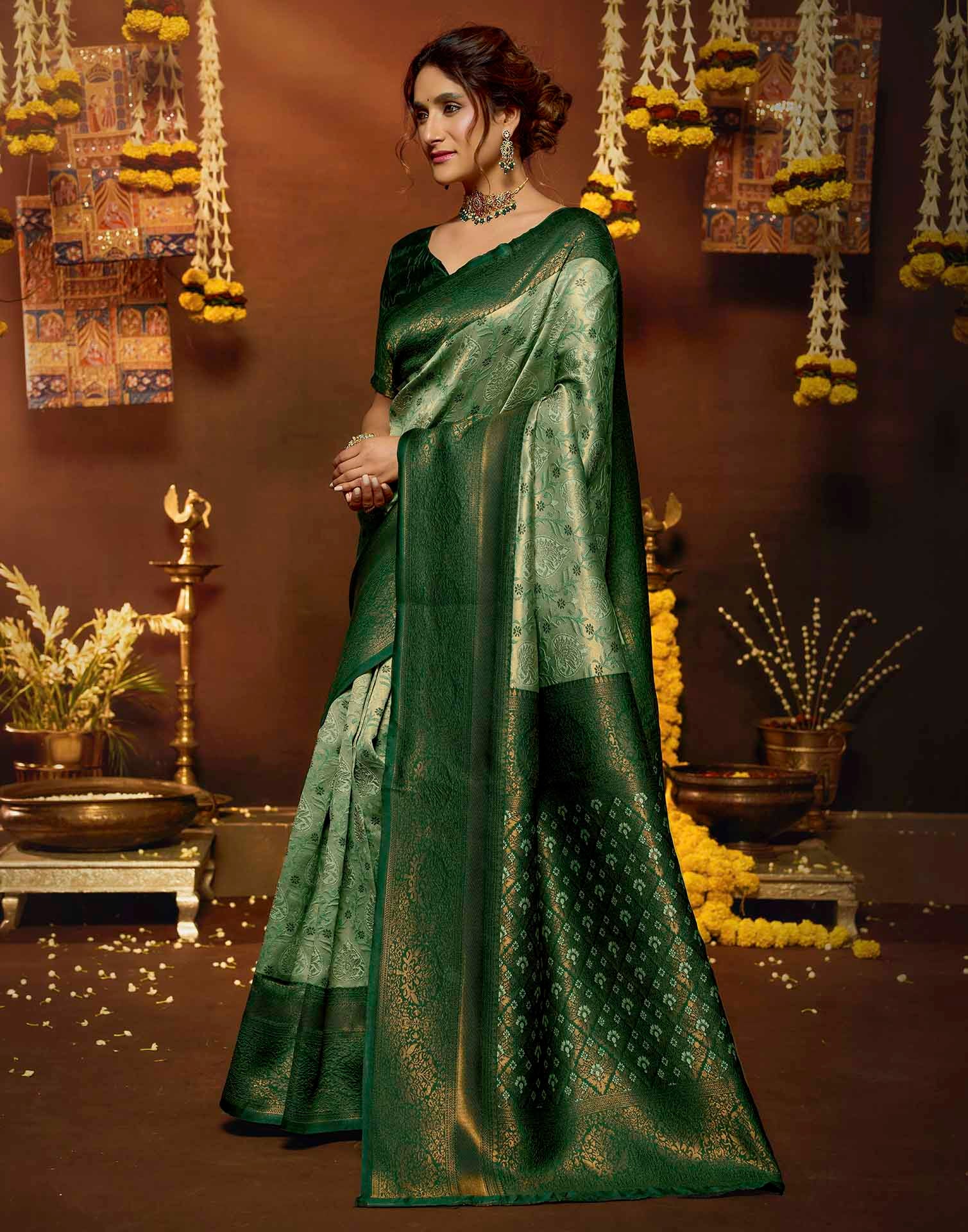 Light Green Silk Woven Banarasi Saree