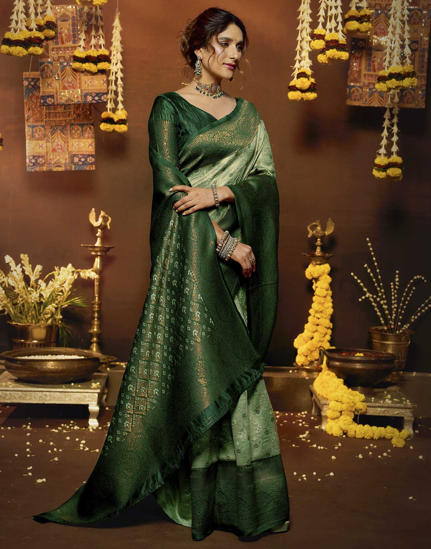 Light Green Silk Woven Banarasi Saree