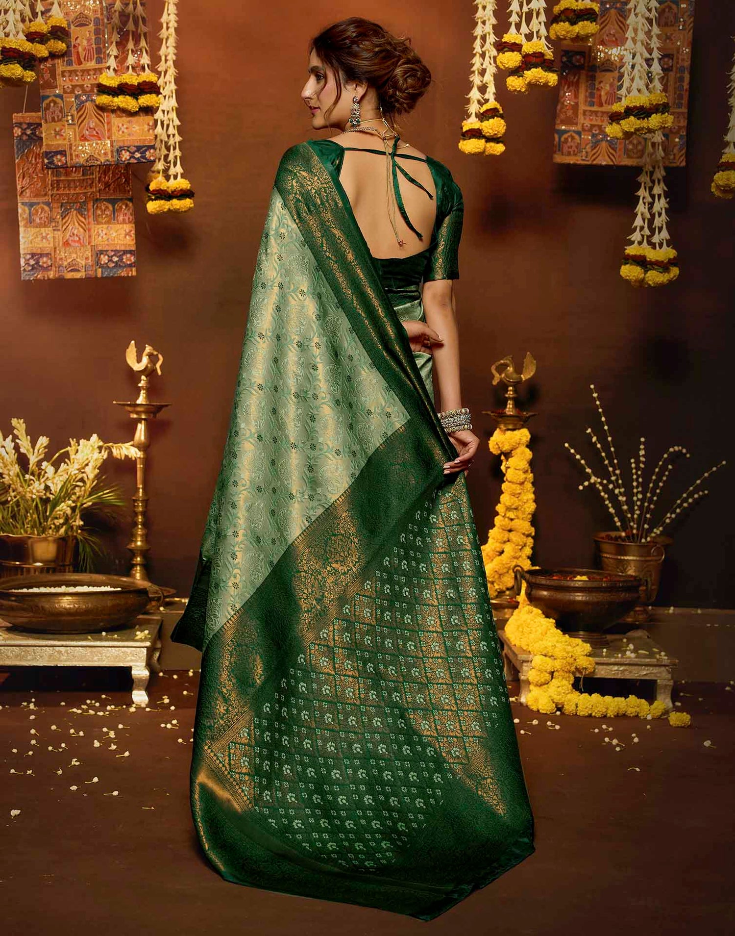 Light Green Silk Woven Banarasi Saree