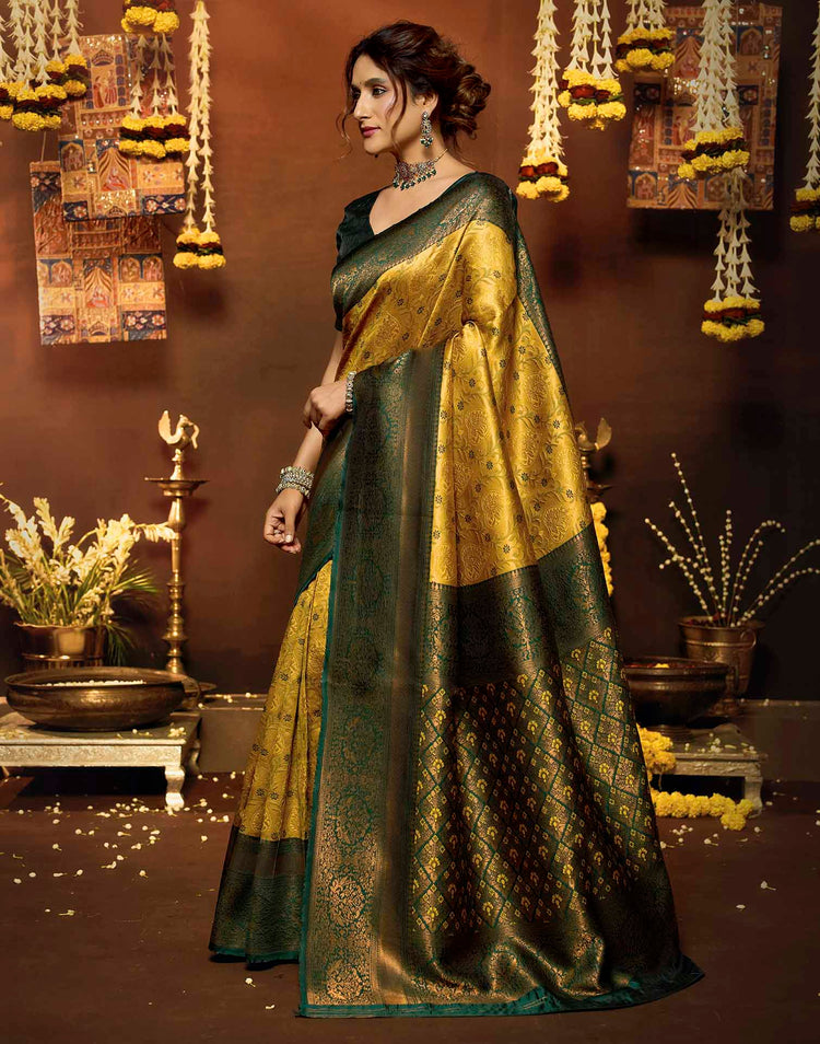 Turmeric Yellow Silk Woven Banarasi Saree