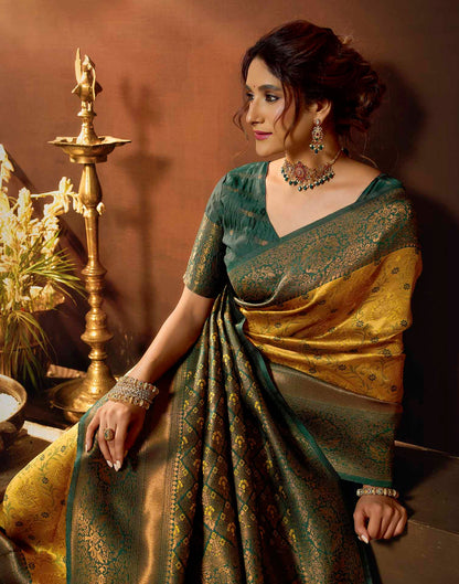 Turmeric Yellow Silk Woven Banarasi Saree