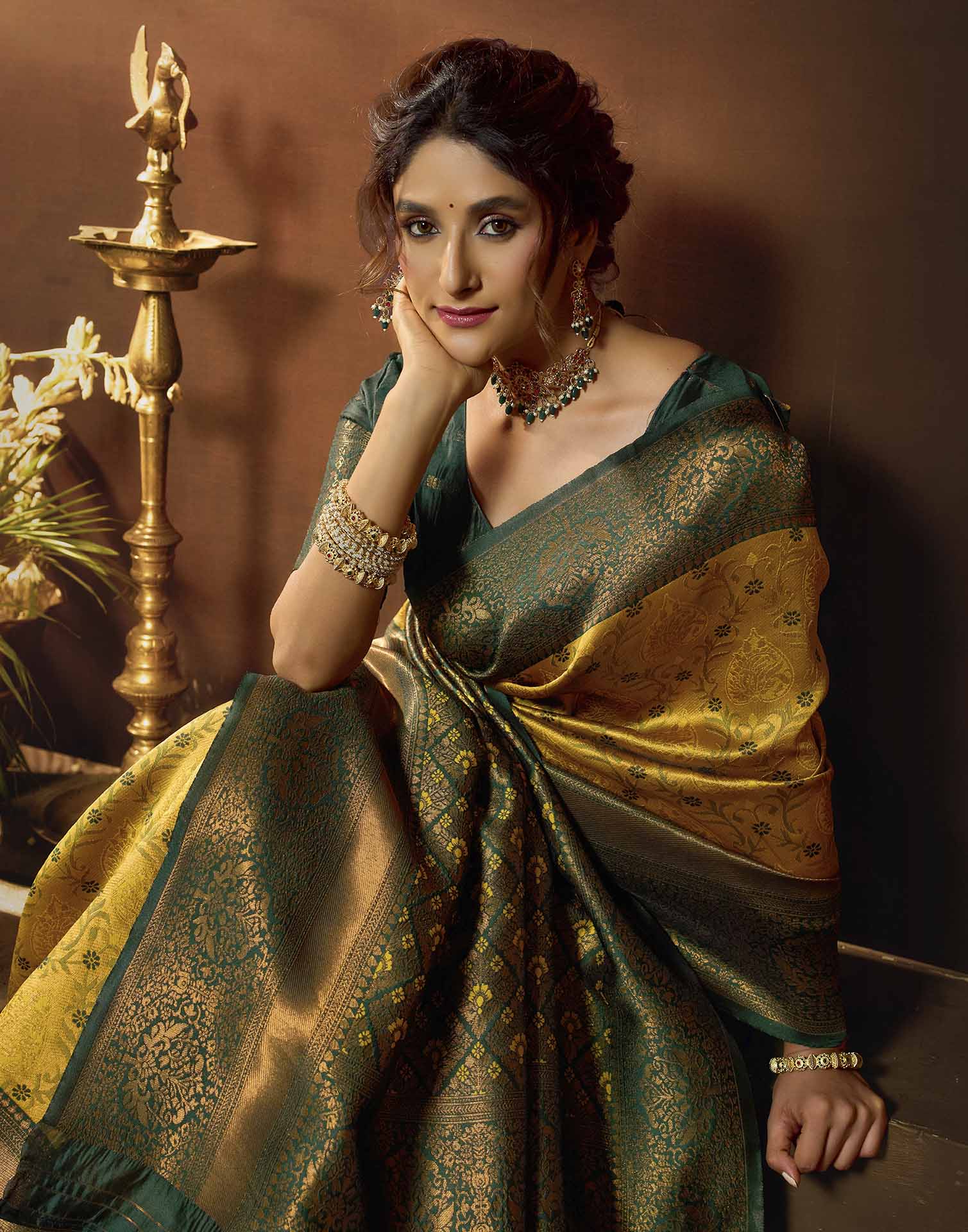 Turmeric Yellow Silk Woven Banarasi Saree