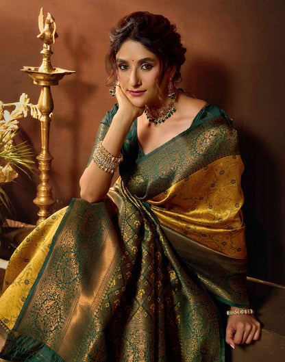 Turmeric Yellow Silk Woven Banarasi Saree