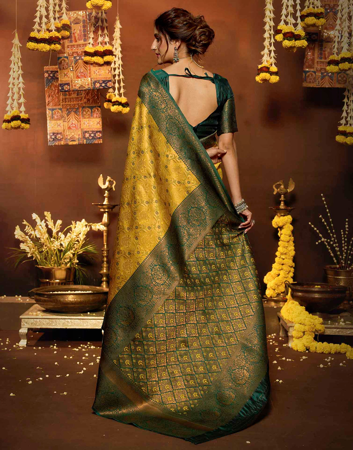 Turmeric Yellow Silk Woven Banarasi Saree