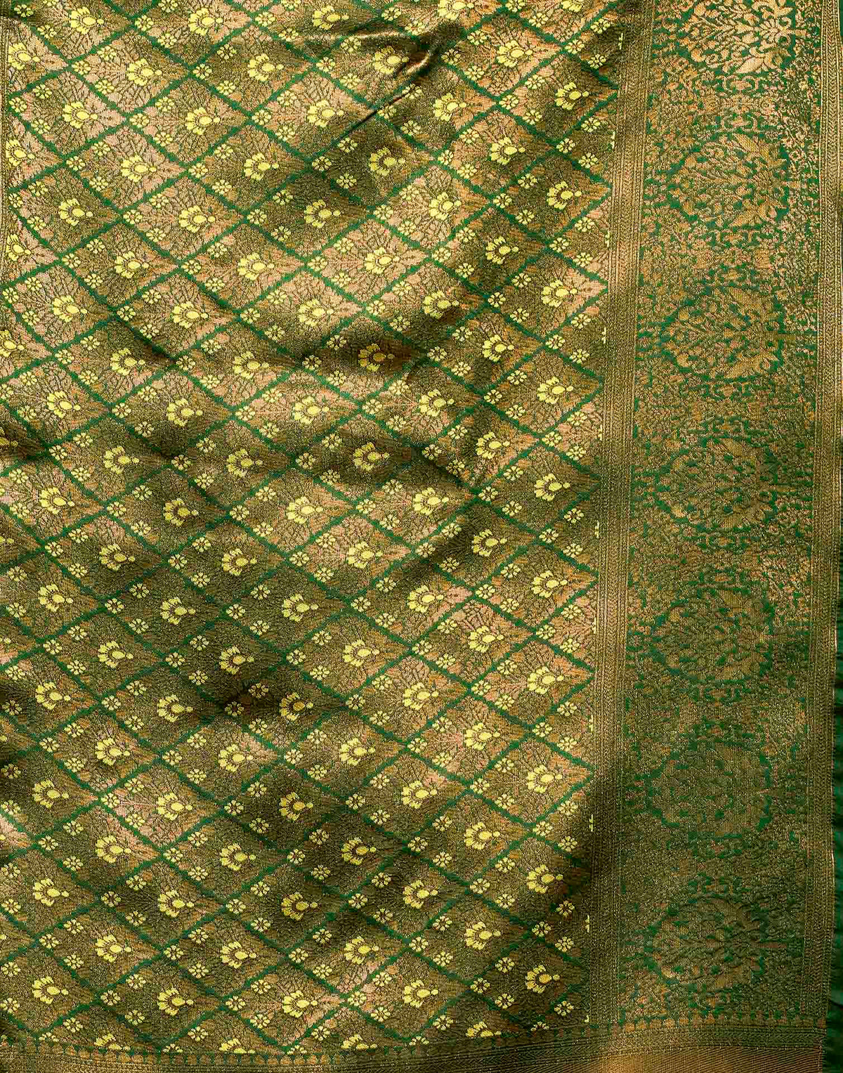 Lime Green Silk Woven Banarasi Saree