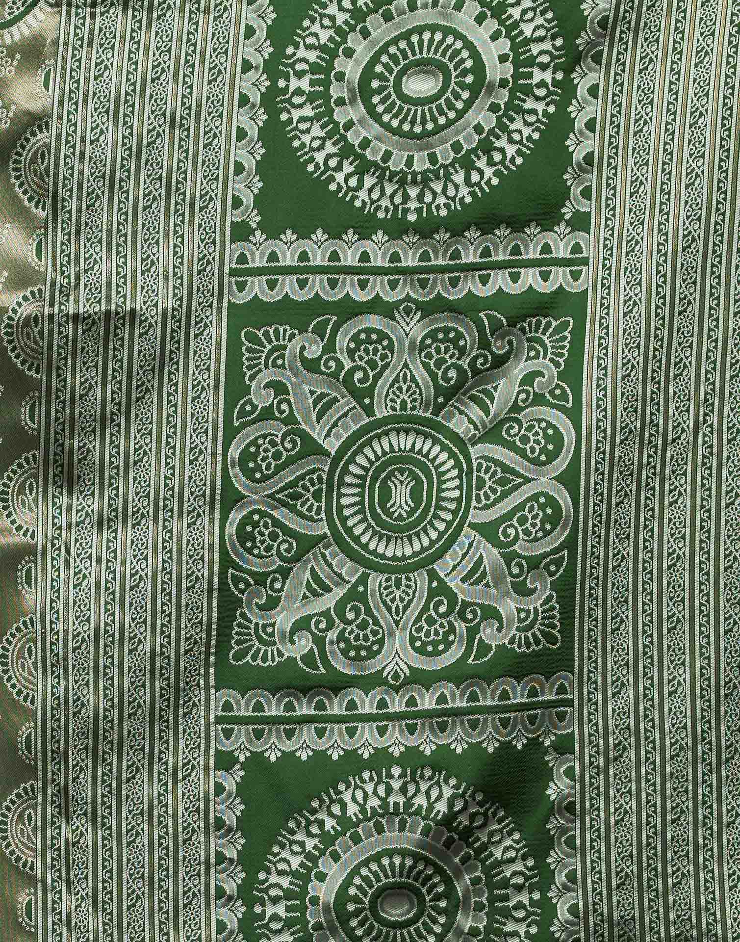 Green Silk Woven Woven Saree