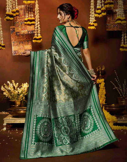 Green Silk Woven Woven Saree