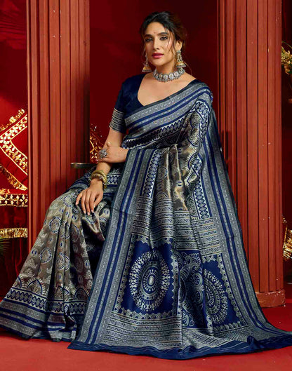 Blue Silk Woven Woven Saree