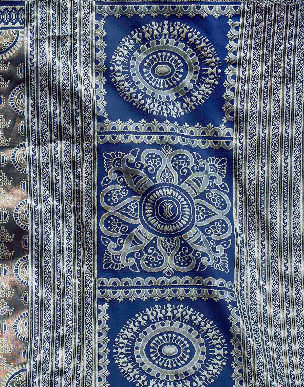 Blue Silk Woven Woven Saree