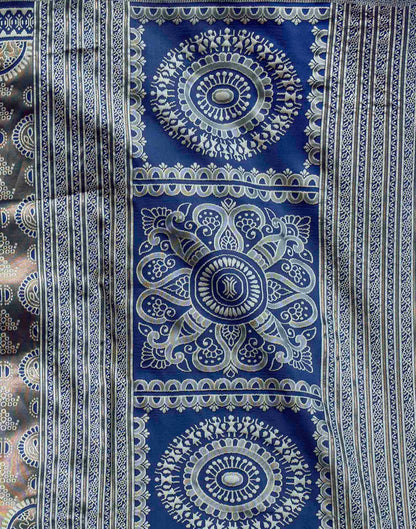 Blue Silk Woven Woven Saree