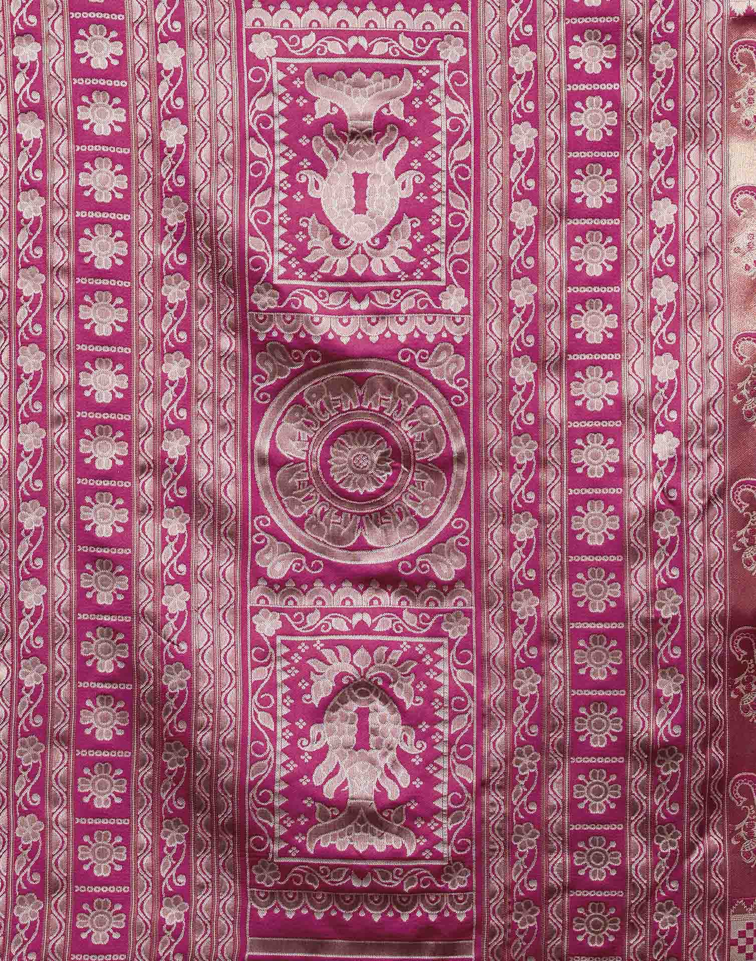 Pink Silk Woven Baluchari Saree
