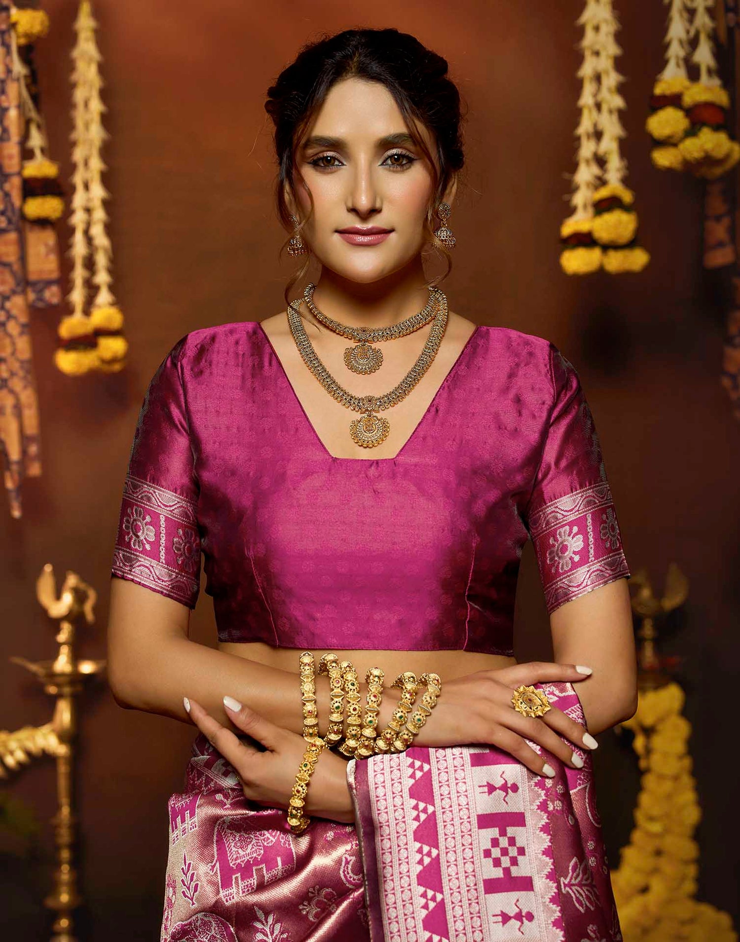 Pink Silk Woven Baluchari Saree