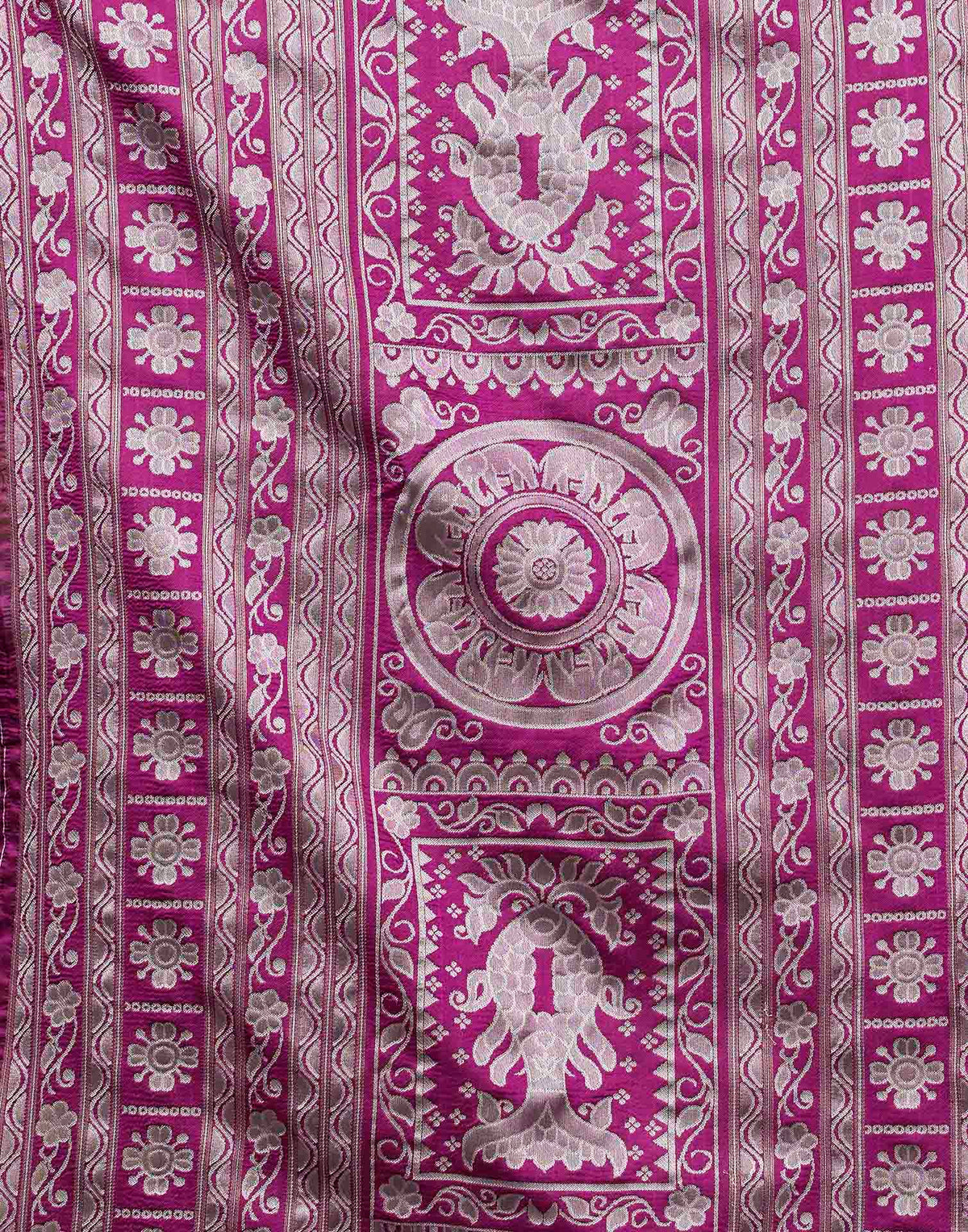 Magenta Silk Woven Baluchari Saree