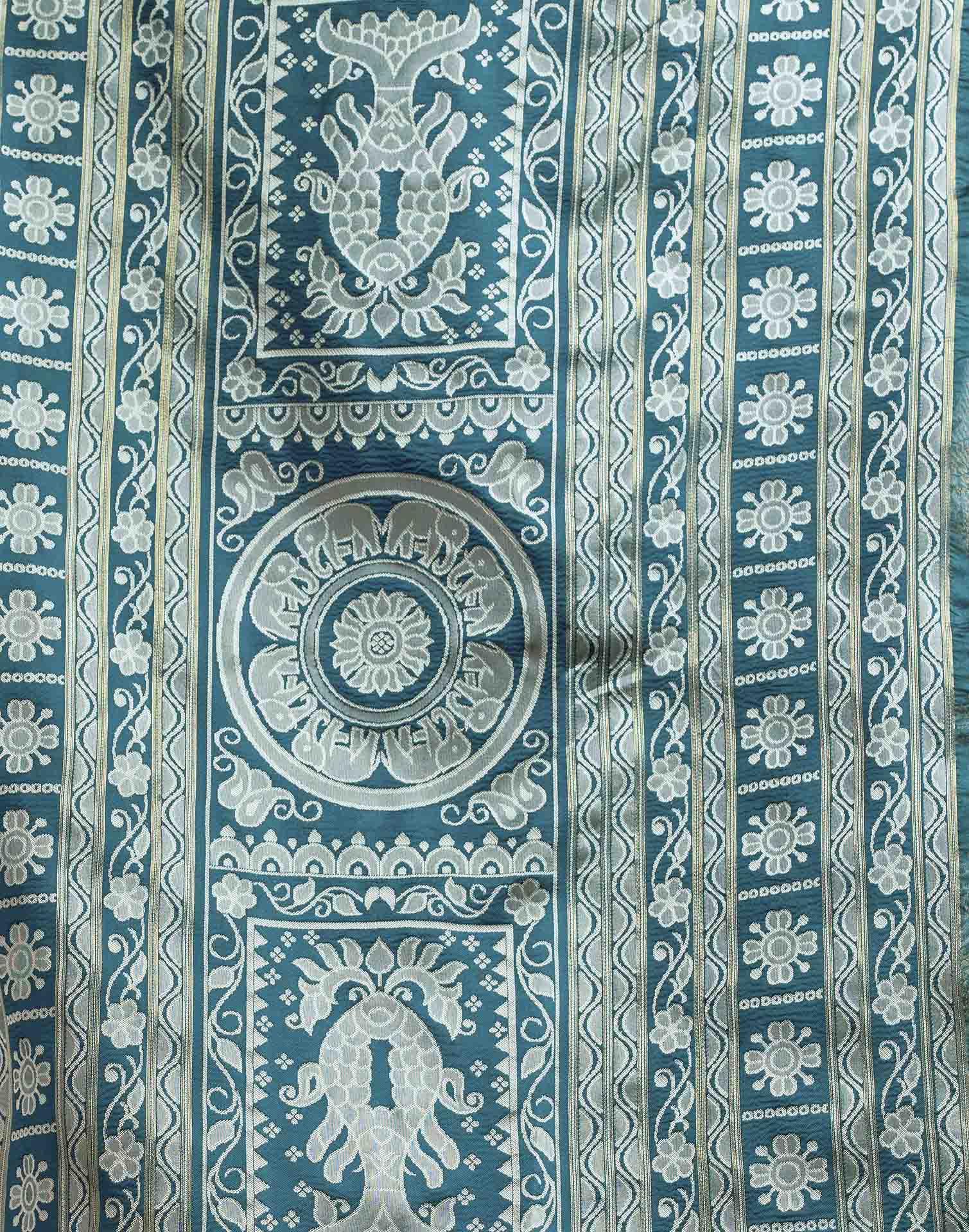 Teal Green Silk Woven Baluchari Saree