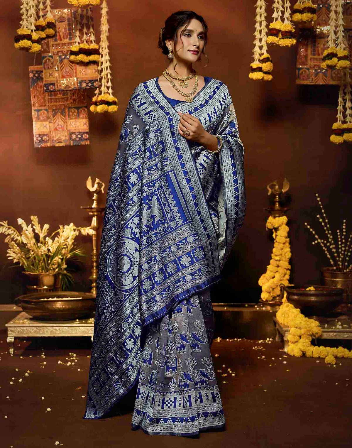 Blue Silk Woven Baluchari Saree