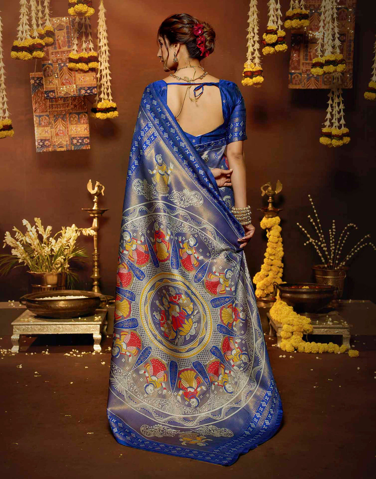 Blue Silk Woven Baluchari Saree