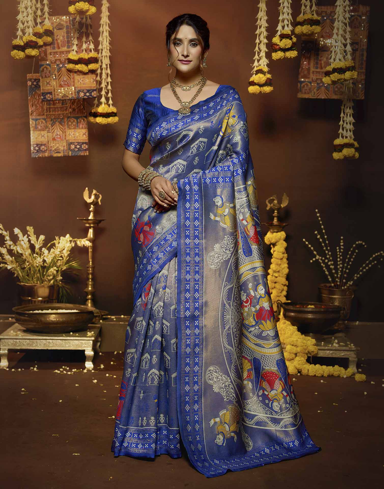 Blue Silk Woven Baluchari Saree