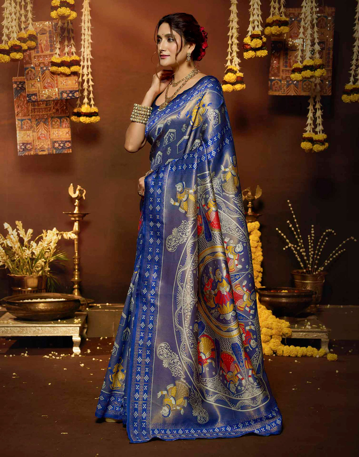 Blue Silk Woven Baluchari Saree