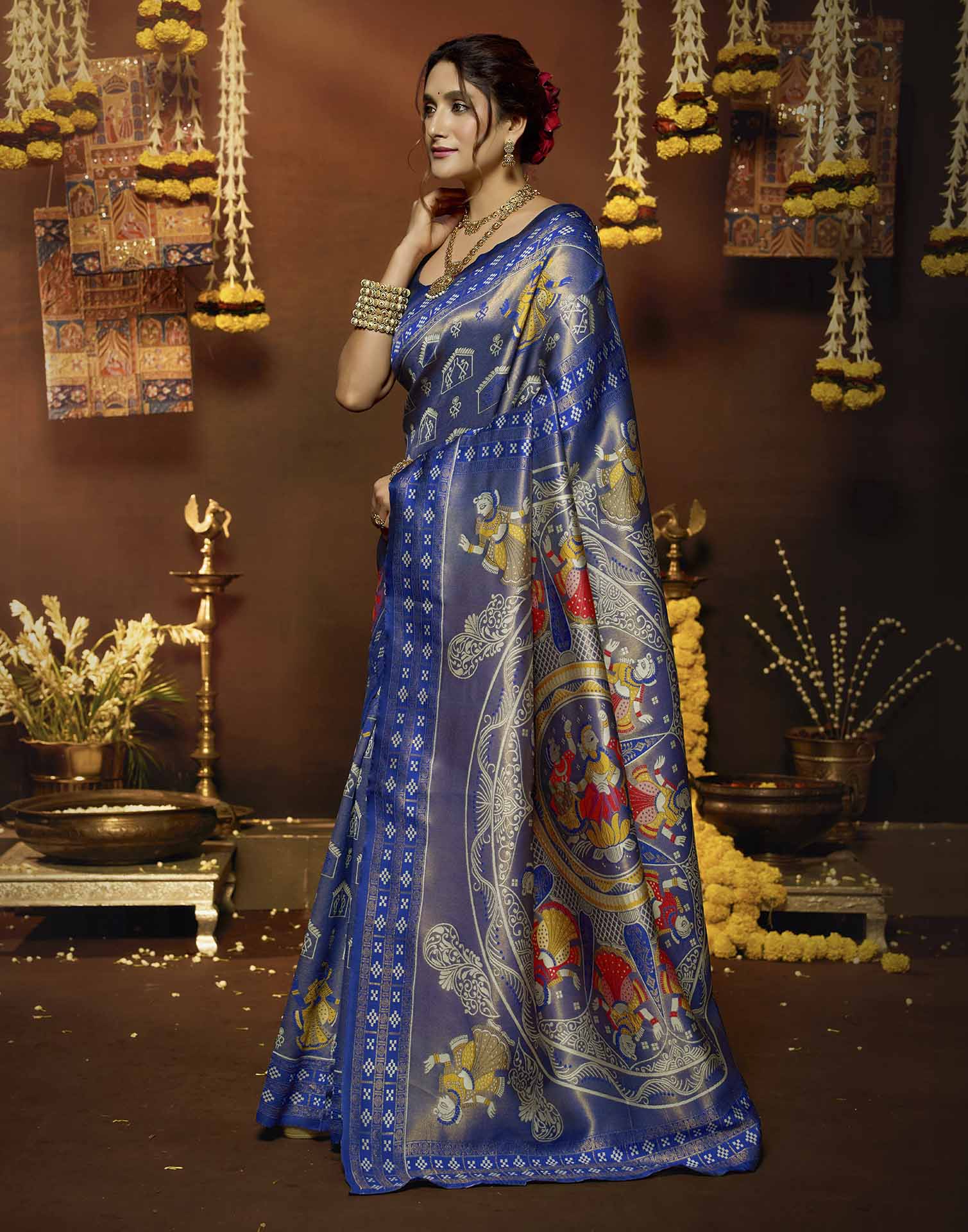 Blue Silk Woven Baluchari Saree