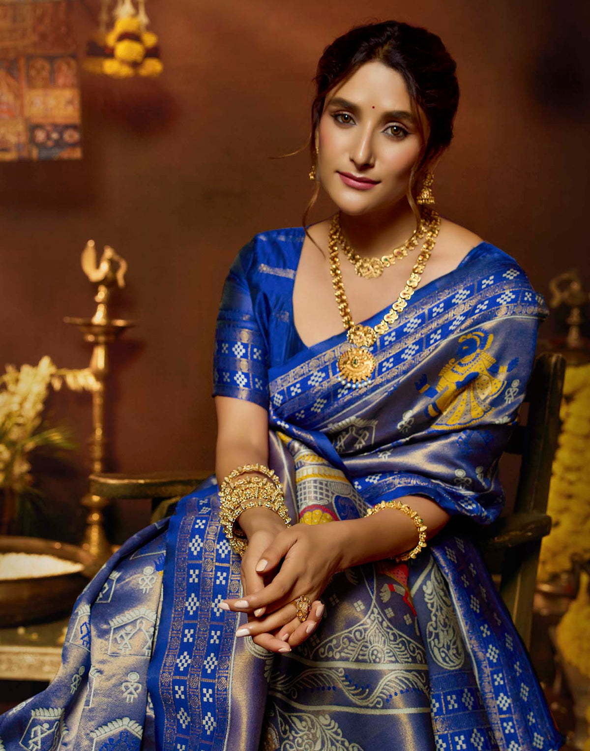 Blue Silk Woven Baluchari Saree