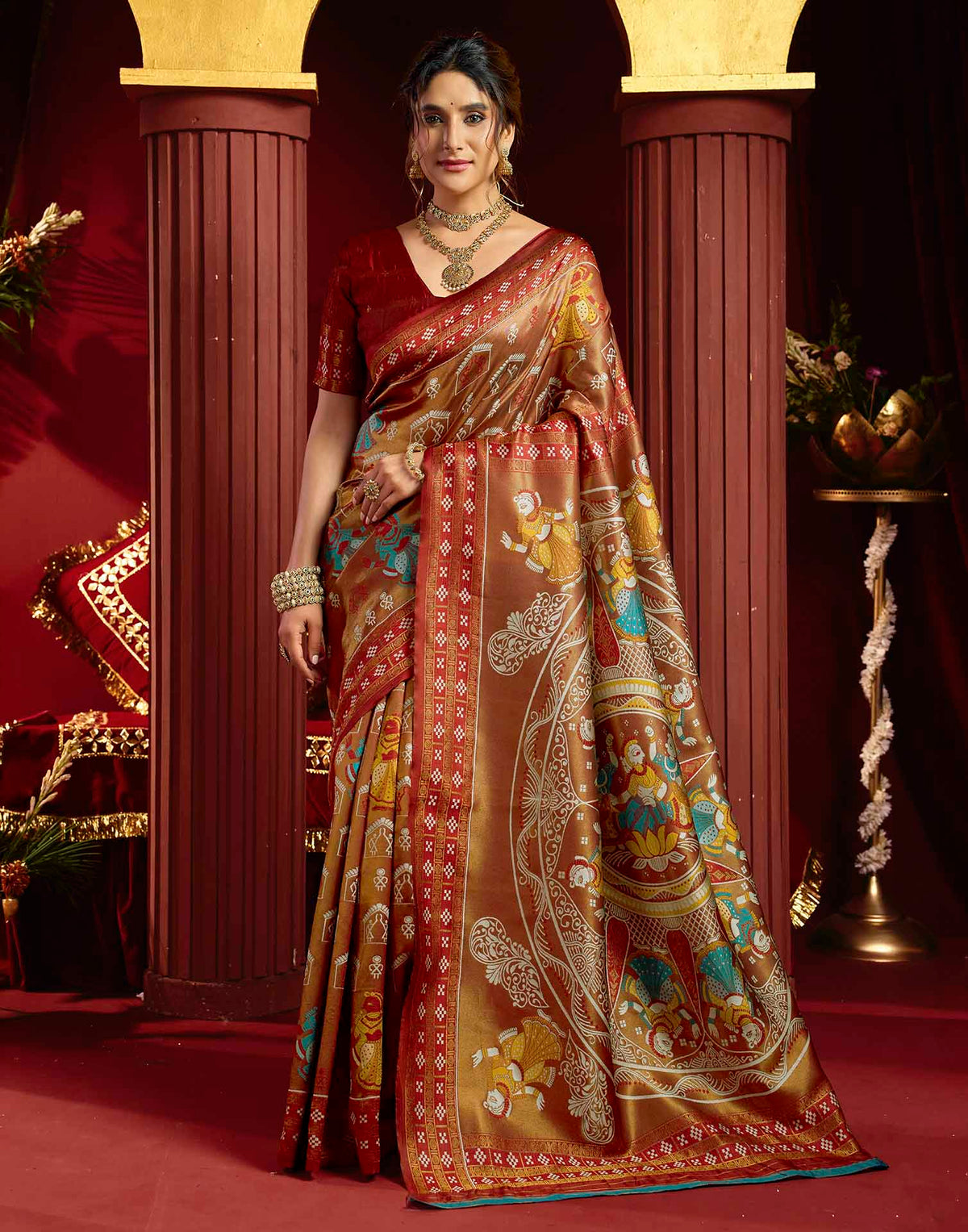 Orange Silk Woven Baluchari Saree