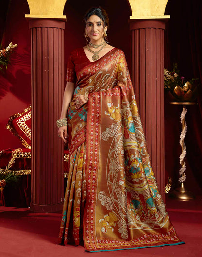 Orange Silk Woven Baluchari Saree