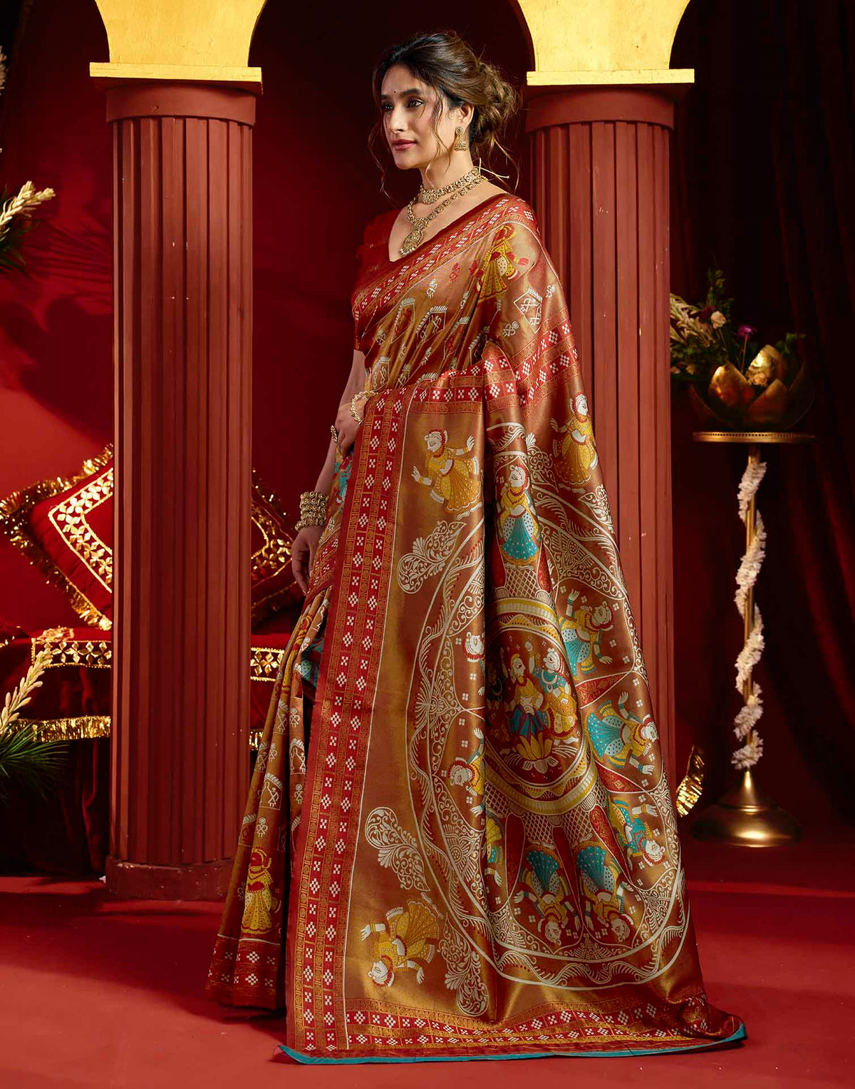 Orange Silk Woven Baluchari Saree