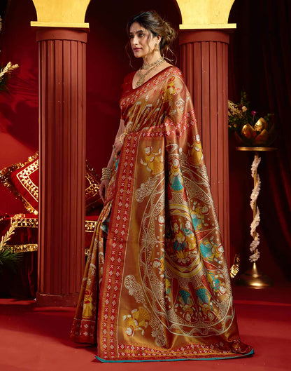 Orange Silk Woven Baluchari Saree
