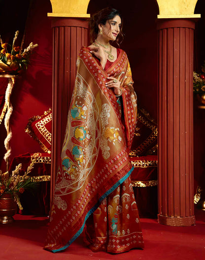 Orange Silk Woven Baluchari Saree
