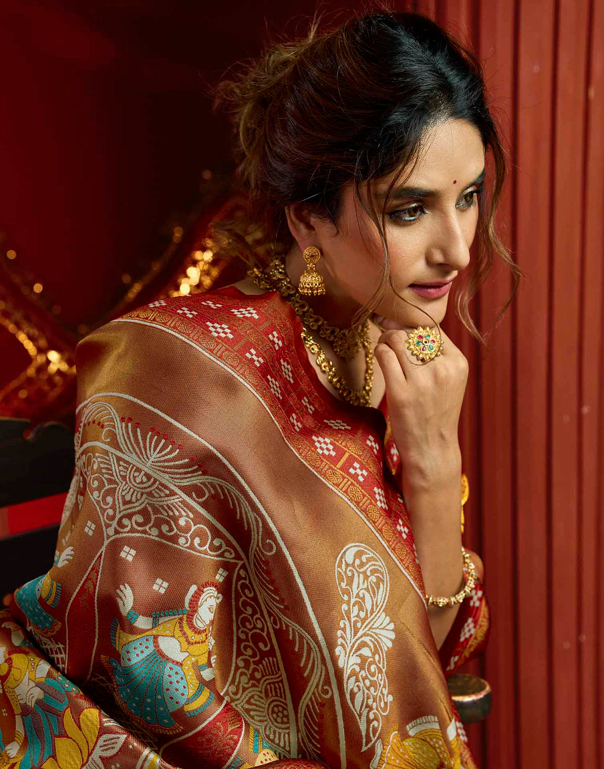 Orange Silk Woven Baluchari Saree