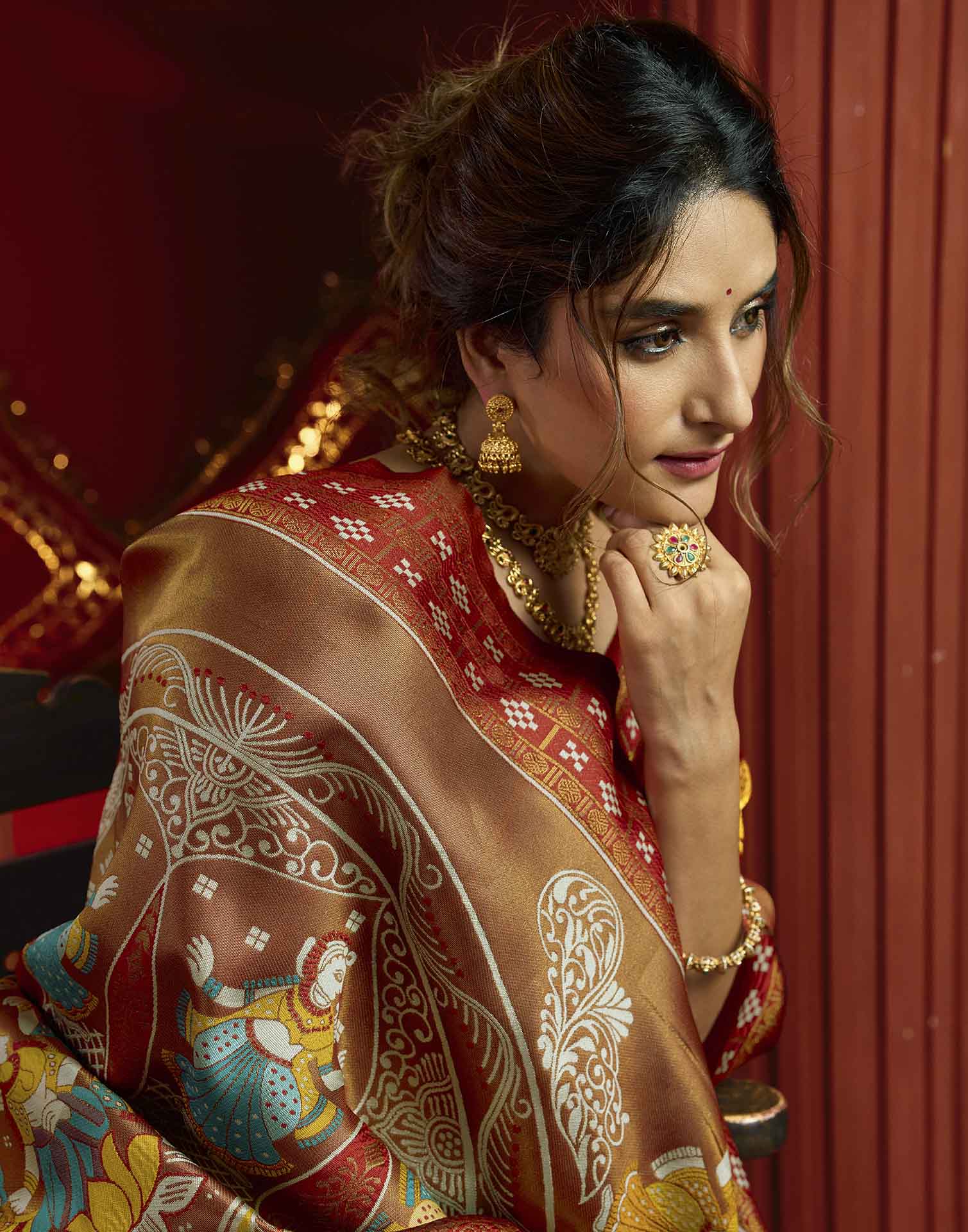 Orange Silk Woven Baluchari Saree