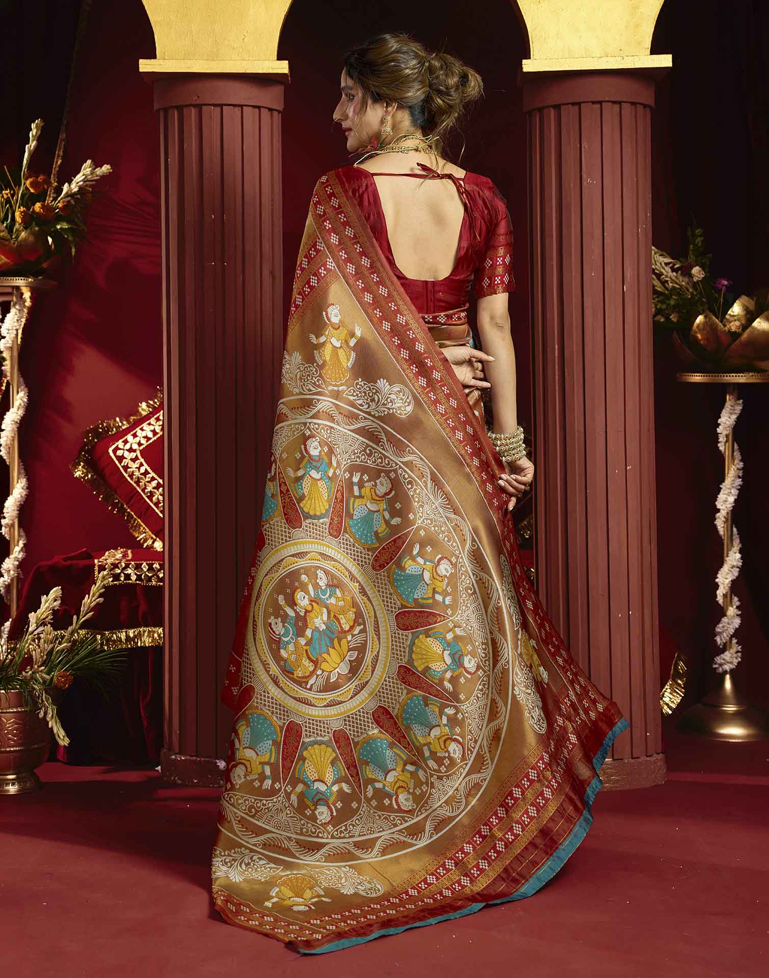 Orange Silk Woven Baluchari Saree