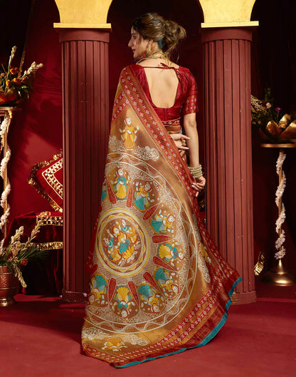 Orange Silk Woven Baluchari Saree