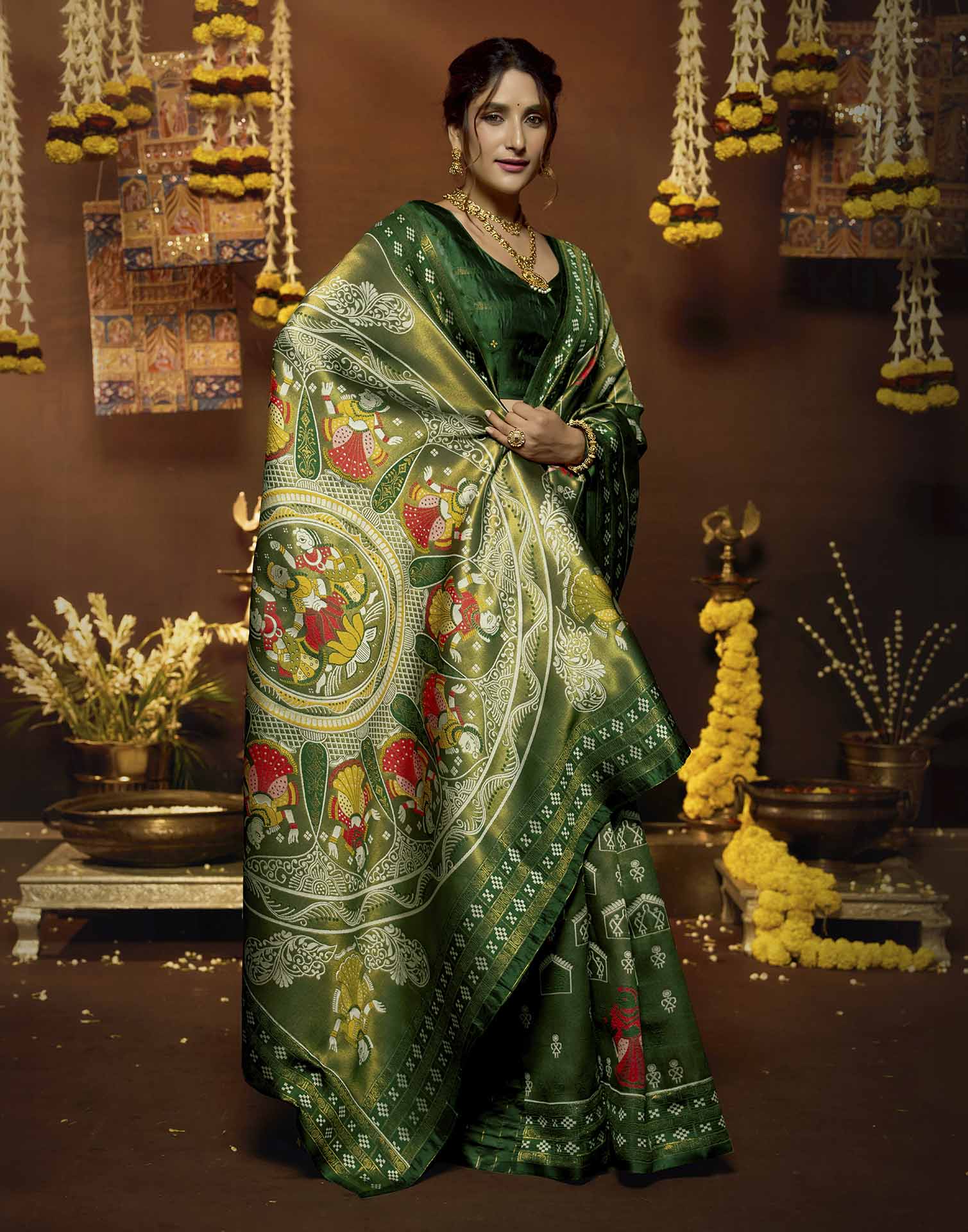 Green Silk Woven Baluchari Saree
