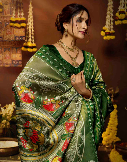 Green Silk Woven Baluchari Saree