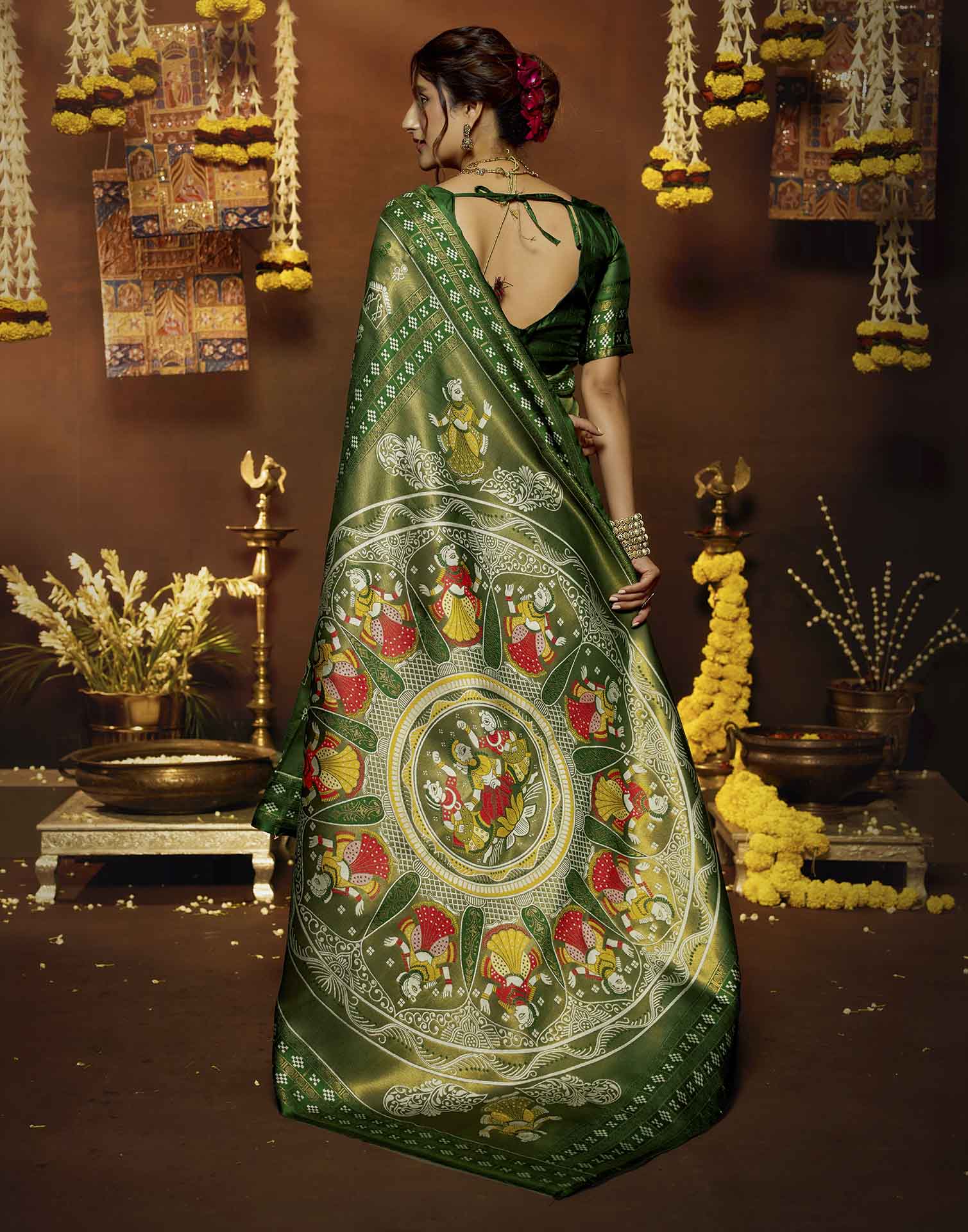 Green Silk Woven Baluchari Saree