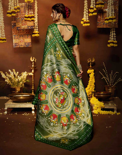 Green Silk Woven Baluchari Saree