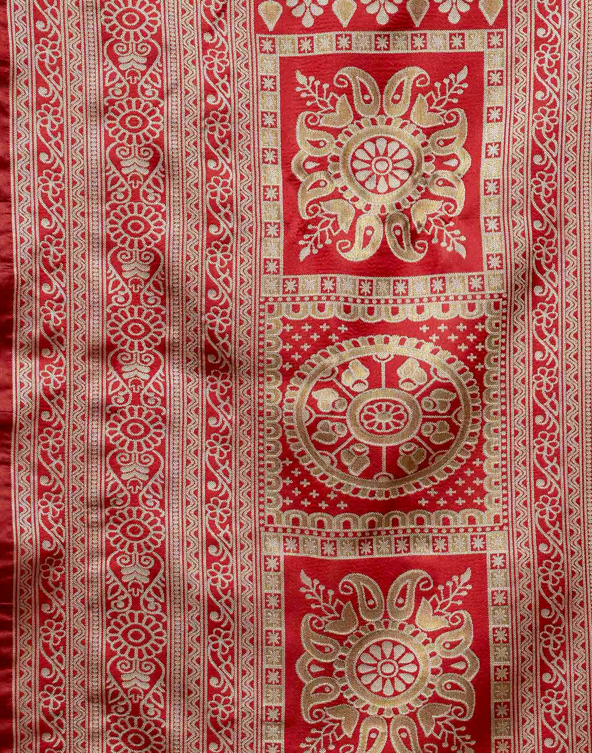 Red Silk Woven Warli Motif Saree