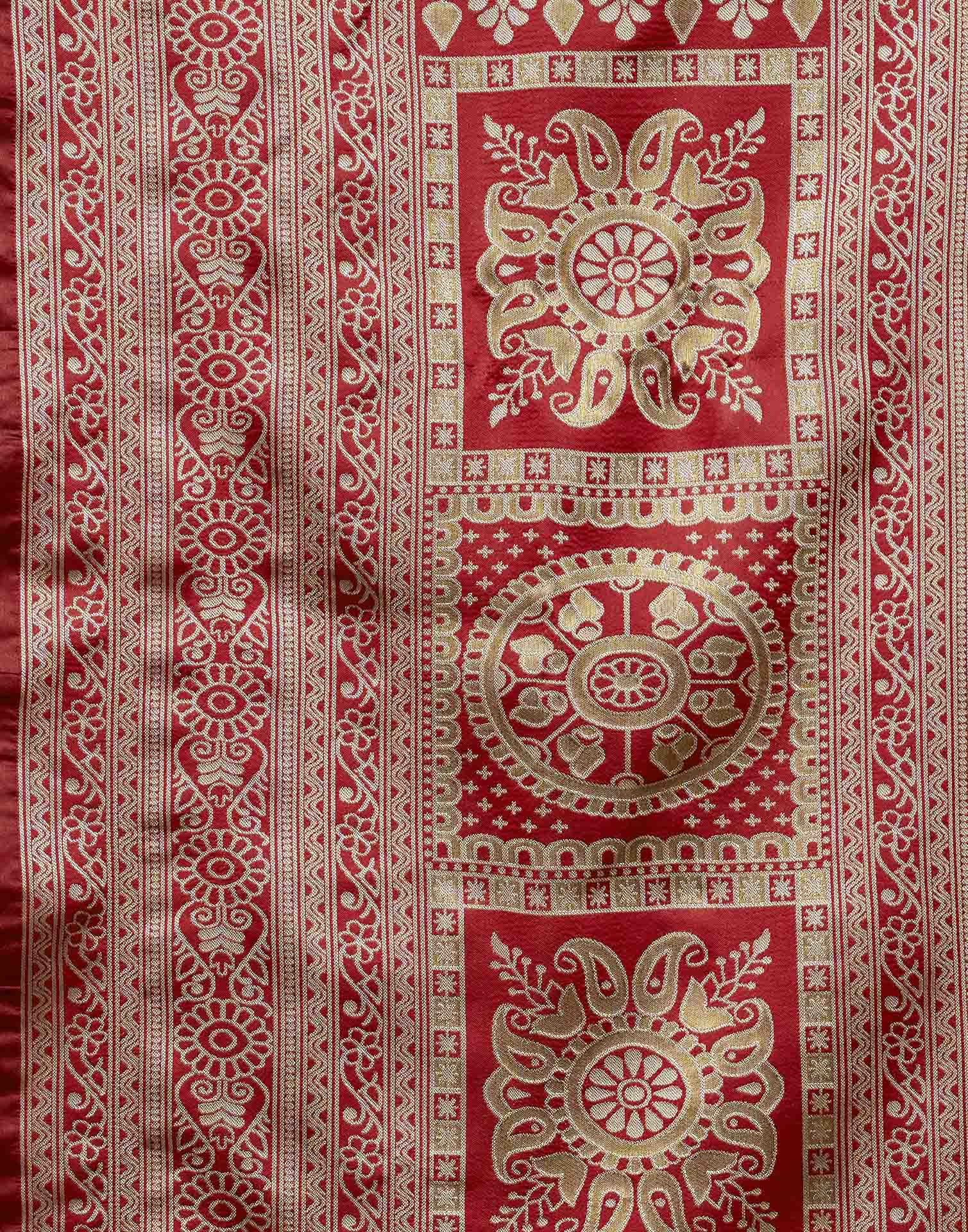 Red Silk Woven Warli Motif Saree